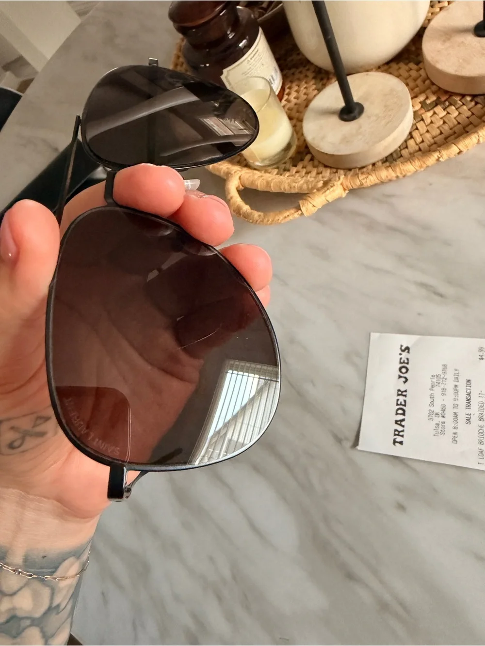 Saint Laurent Men's Black Aviator Sunglasses - Classic Metal Frame